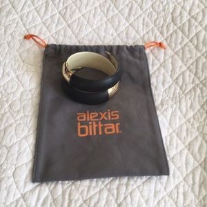 Alexis Bittar black gold lucite bracelet fixed